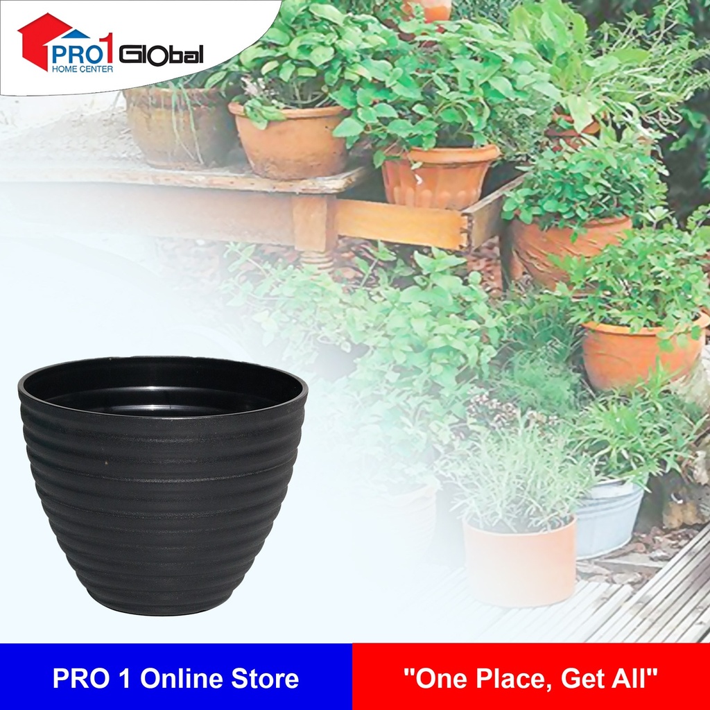 [2000000465661] BLOOM Flower Pot 2JX004-1 (W20.5xL20.5xH15.3)cm (Black)