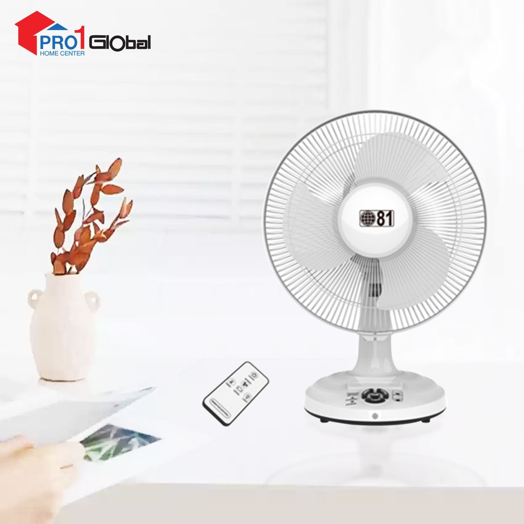 [2000000598949] Eighty-One Rechargeable Table & Wall Fan ETO-1832A (12in)