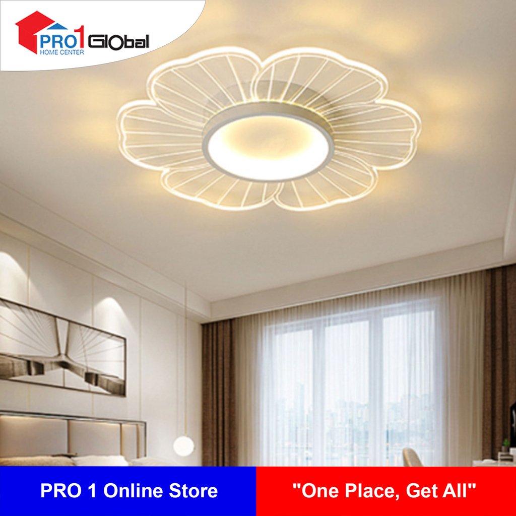 [2000000510743] AGLOW LED 3 Colour Dimming Ceiling Lamp QF-2005-520S 28W*2 (52x52x6)