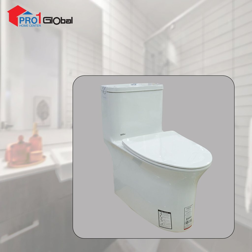 [8852425145079] Cotto One Piece Toilet PAIR S-Trap C11006H (390 x 685 x 715mm)WH