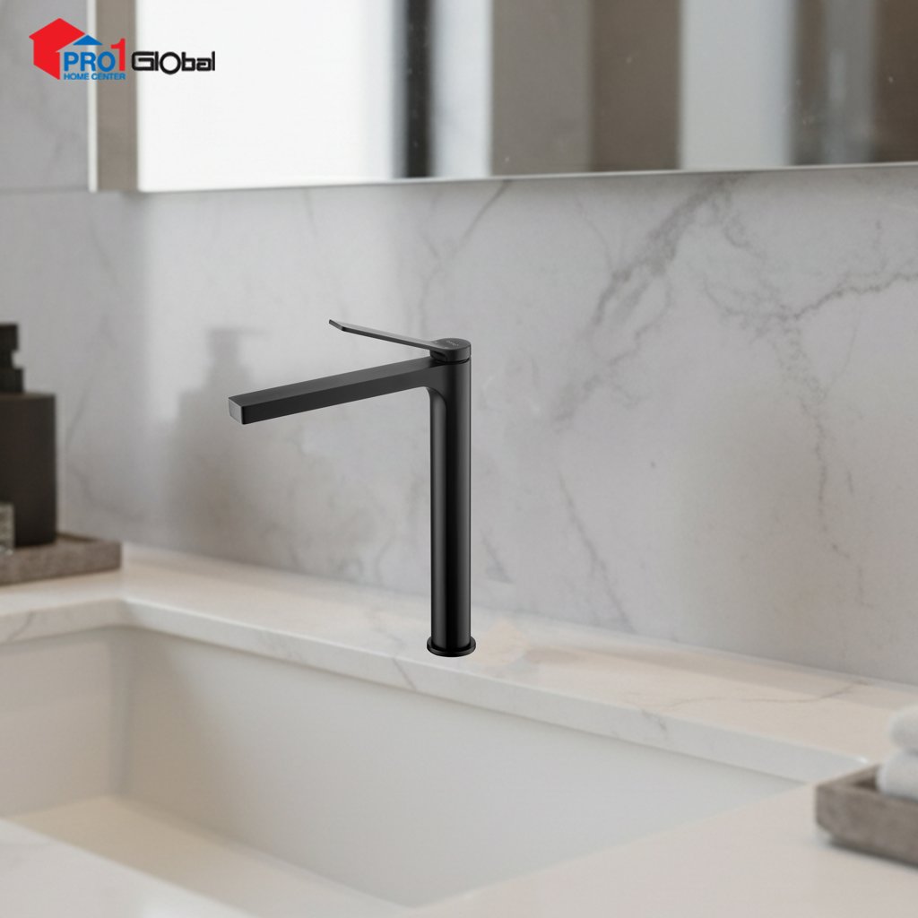 [8852410238212] COTTO Mixer Basin Faucet (Tall Body), KLIRR CT2382AY#BL (Black )