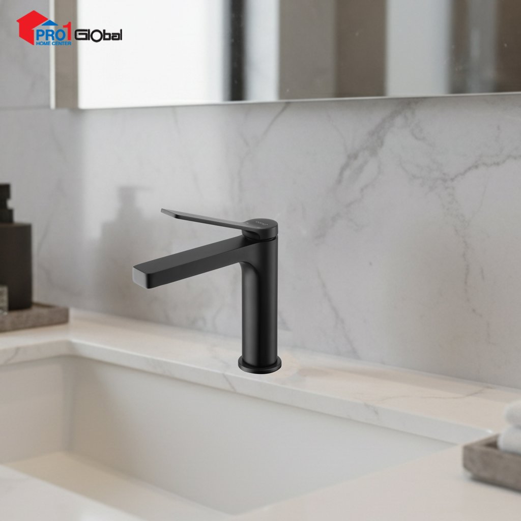 [8852410238113] COTTO Mixer Basin Faucet KLIRR CT2381A#BL (Black )