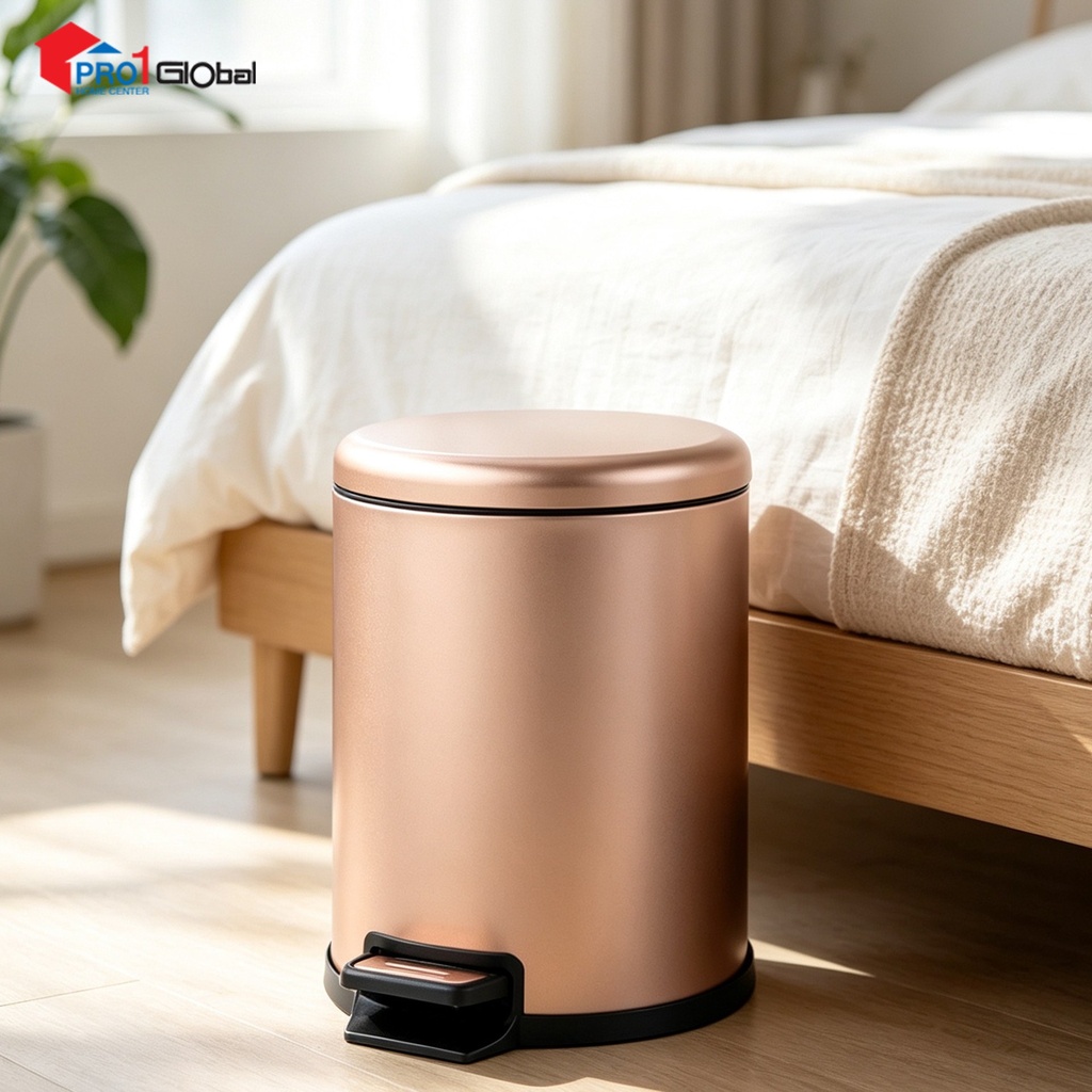 [2000000664675] Ulmus Dustbin PP Bucket with Pedal LJ644-17 (5Ltr) Champagne