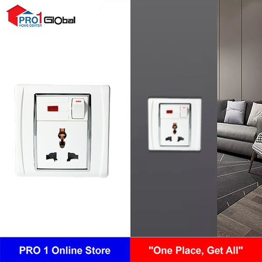 JUNON 3Pin Multi Socket with Switch & Neon D811N/9HZ/13A