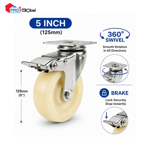 SHIELD Nylon Caster Wheel Brake JL604-2A-5 5in