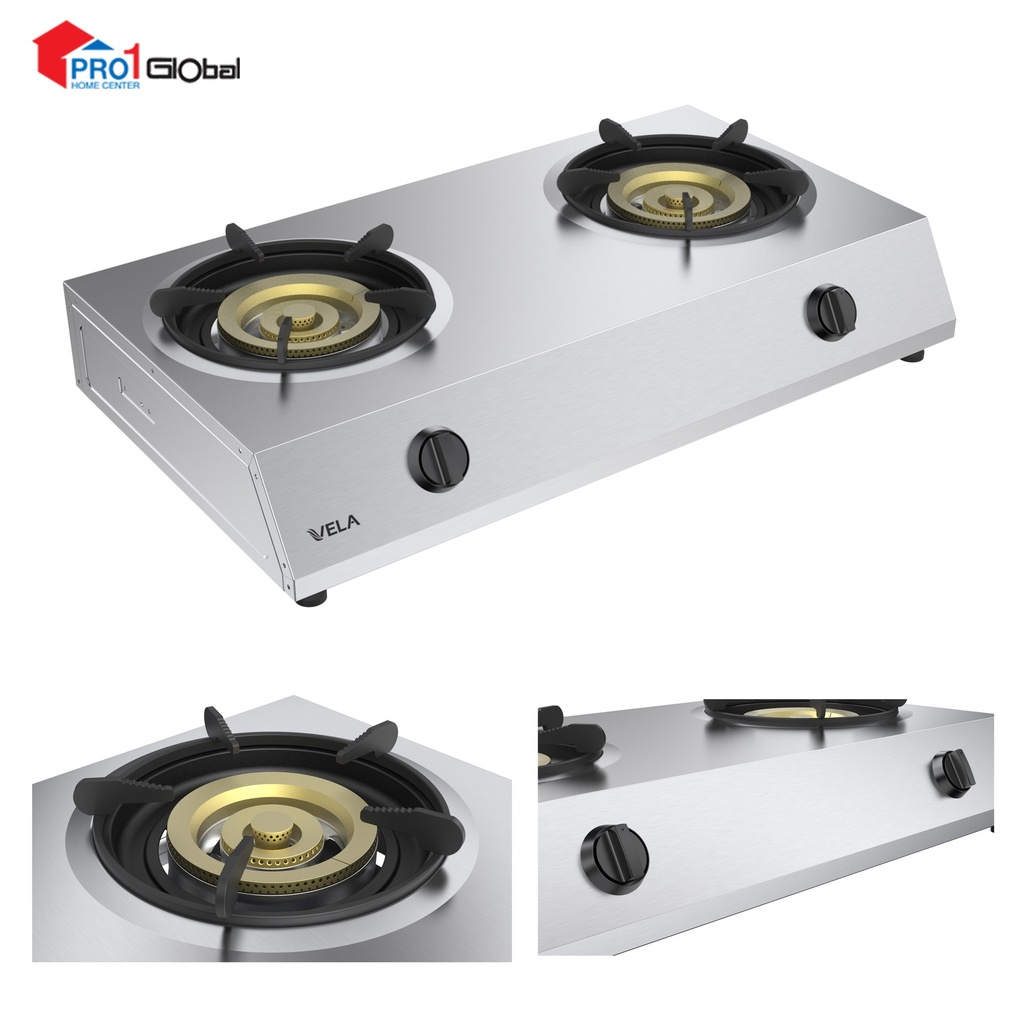 VELA Double Portable Gas Hob GT01S271-UCS01R-S (710x395x130)mm.
