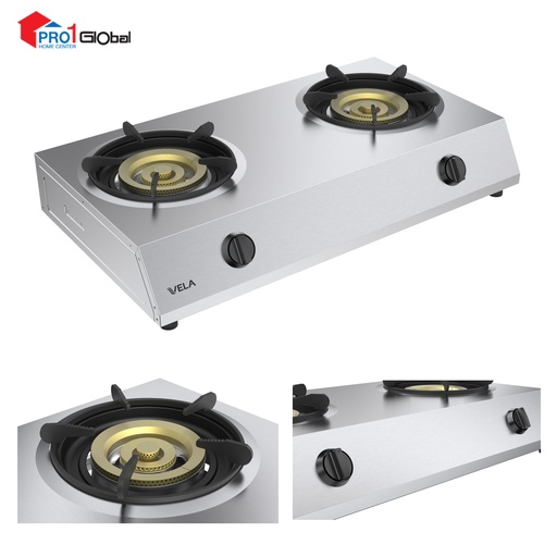 VELA Double Portable Gas Hob GT01S271-UCS01R-S (710x395x130)mm.