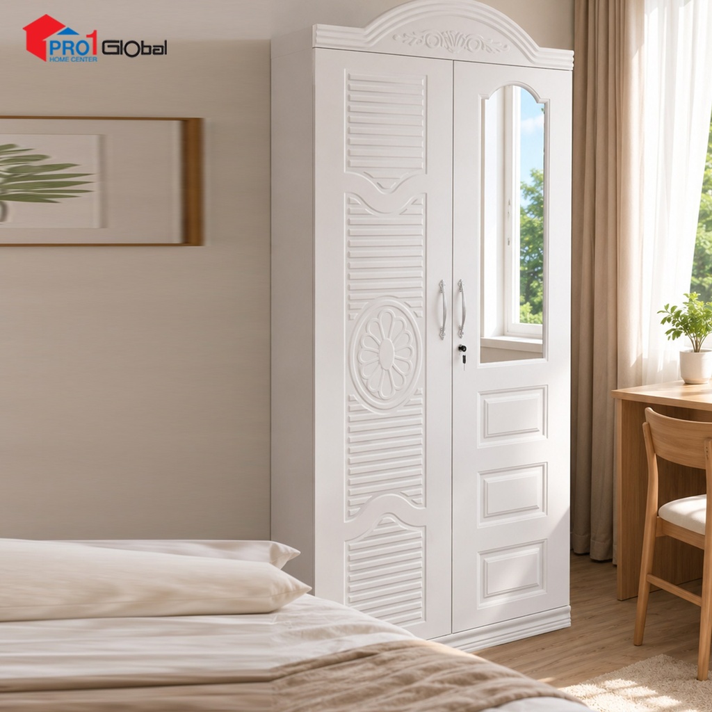 Homely Iron Wardrobe 2Door XR2D-XR01 Pressing (42x85x192)cm White