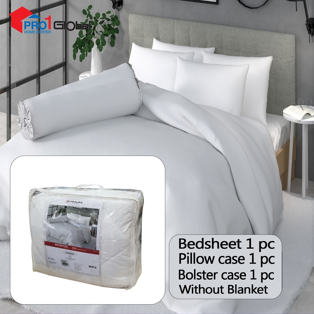 Frolina Bedsheet Microtex Single Fitted 3Pcs (3.5ftx6.5ftx14in) (SF013 - Simply White)