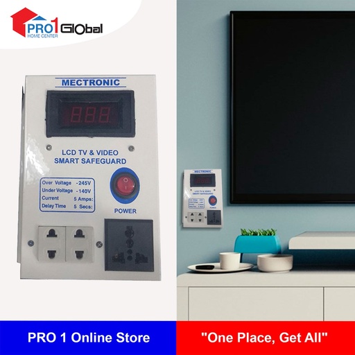 Mectronic Digital Safeguard 5A 2Pin Multi Socket with Volt Meter LCD TV & DVD