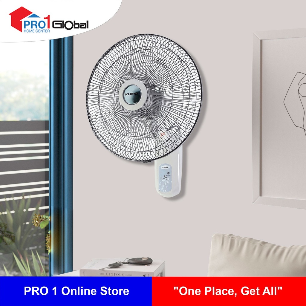 KHIND Wall Fan WF-16JR (16In,50W,Light Grey,With Remote)