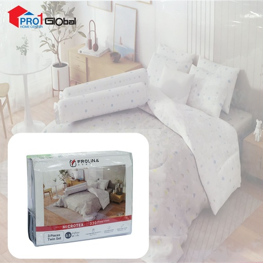 Frolina Bedsheet Microtex Single Fitted 3Pcs (3.5ftx6.5ftx14in) ) (DF049 - Triangle Accent)