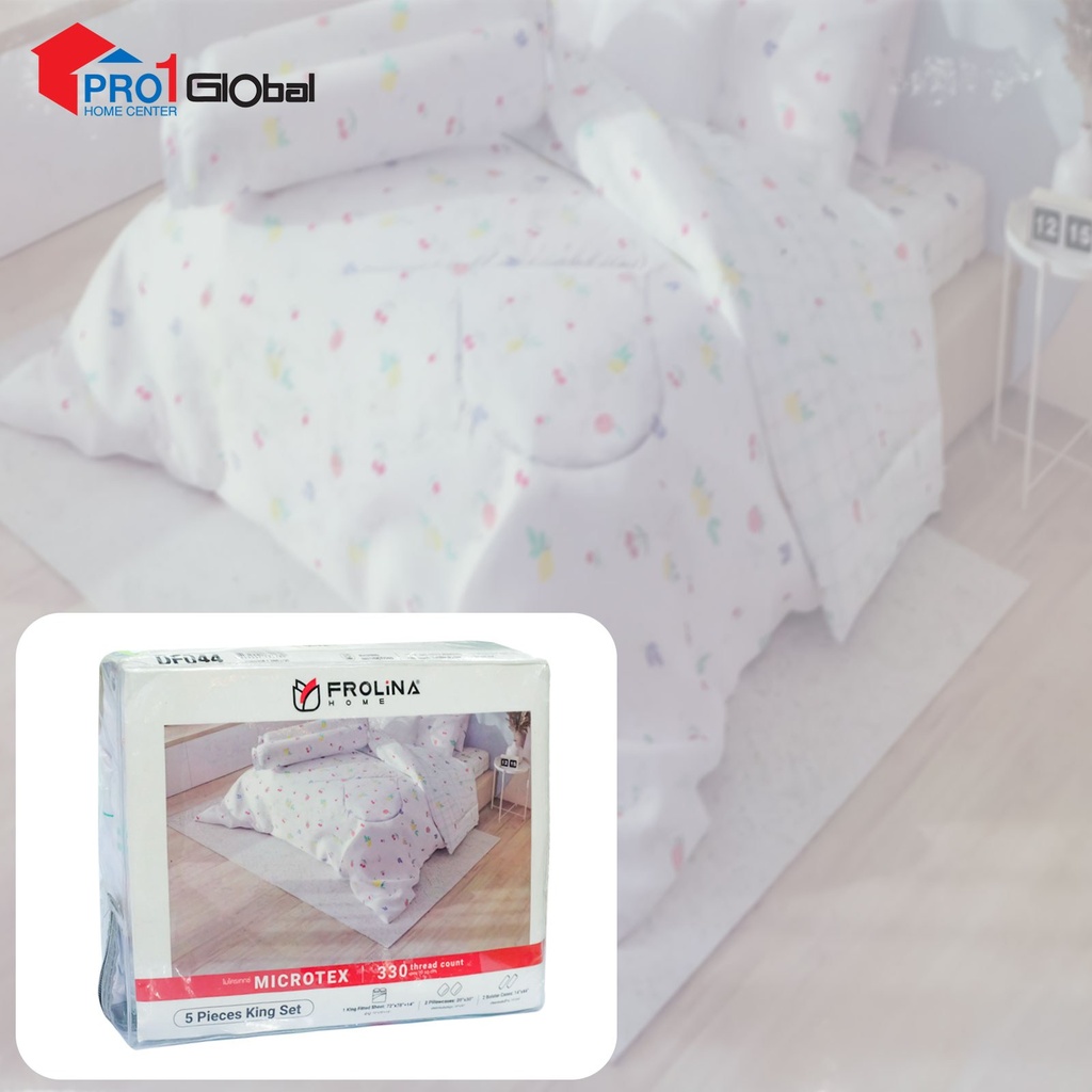 Frolina Bedsheet Microtex Double Fitted 5Pcs (6ftx6.6ftx14in) (DF044 - Fruity)