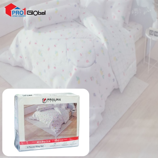 Frolina Bedsheet Microtex Double Fitted 5Pcs (6ftx6.6ftx14in) (DF044 - Fruity)
