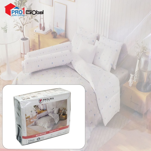 Frolina Bedsheet Microtex Double Fitted 5Pcs (6ftx6.6ftx14in) (DF049 - Triangle Accent)