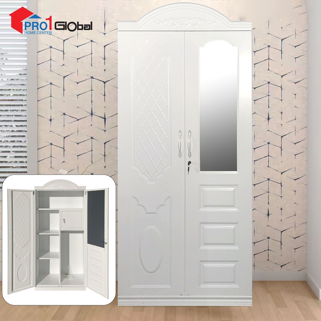 Homely Iron Wardrobe 2Door XR2D-22W Pressing (85x42x180)cm White